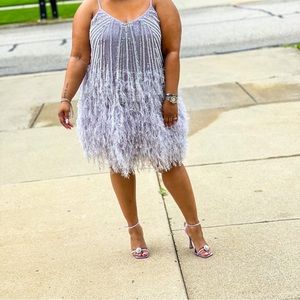 ASOS EDITION sequin cami mini dress with feather hem